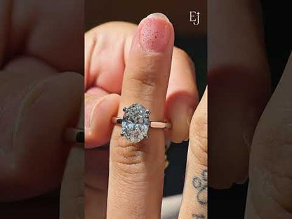 Oval Solitaire Double Hidden Halo Cathedral Ring | Earthly Jewels