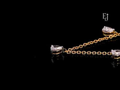 Pear Diamond Station Drop Necklace | Earthly Jewels