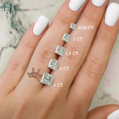 Princess Solitaire Double Hidden Halo Cathedral Ring