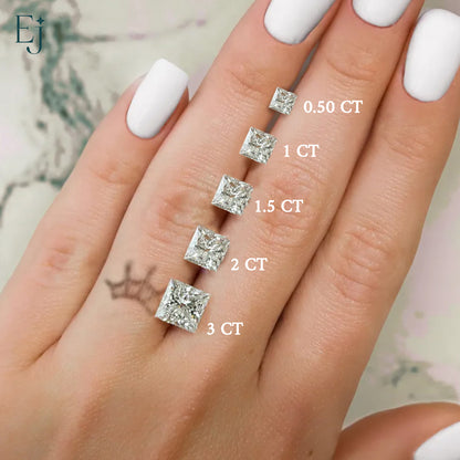 Princess Shape Solitaire With Double Hidden Halo Ring