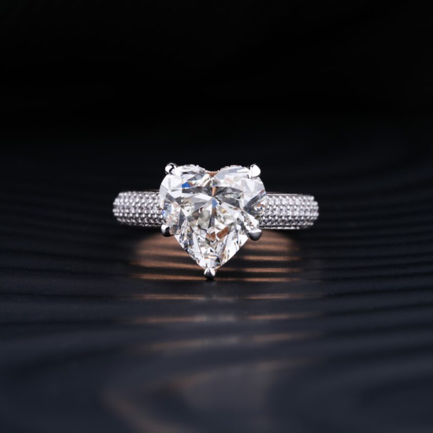 Heart Shaped Hidden Halo Engagement Ring | Heart Shaped Hidden Halo Lab Grown Diamond Ring | Heart Shape Hidden Halo Solitaire Ring | Earthly Jewels