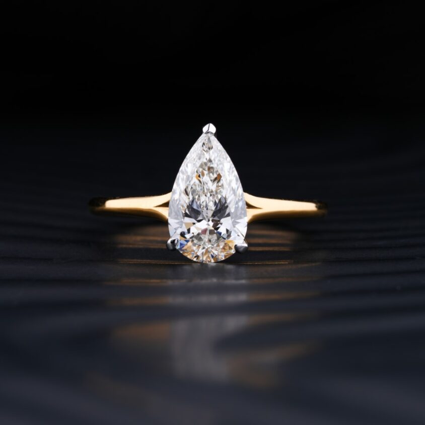 Pear Shaped Solitaire Diamond Ring | Pear Shaped Lab Grown Diamond Ring | Pear Shape Solitaire Ring | Earthly Jewels
