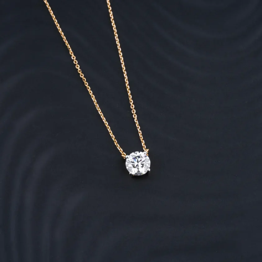 2ct Round Diamond Solitaire Necklace | 1ct Round Diamond Solitaire Necklace | Round Diamond Solitaire Necklace | Earthly Jewels