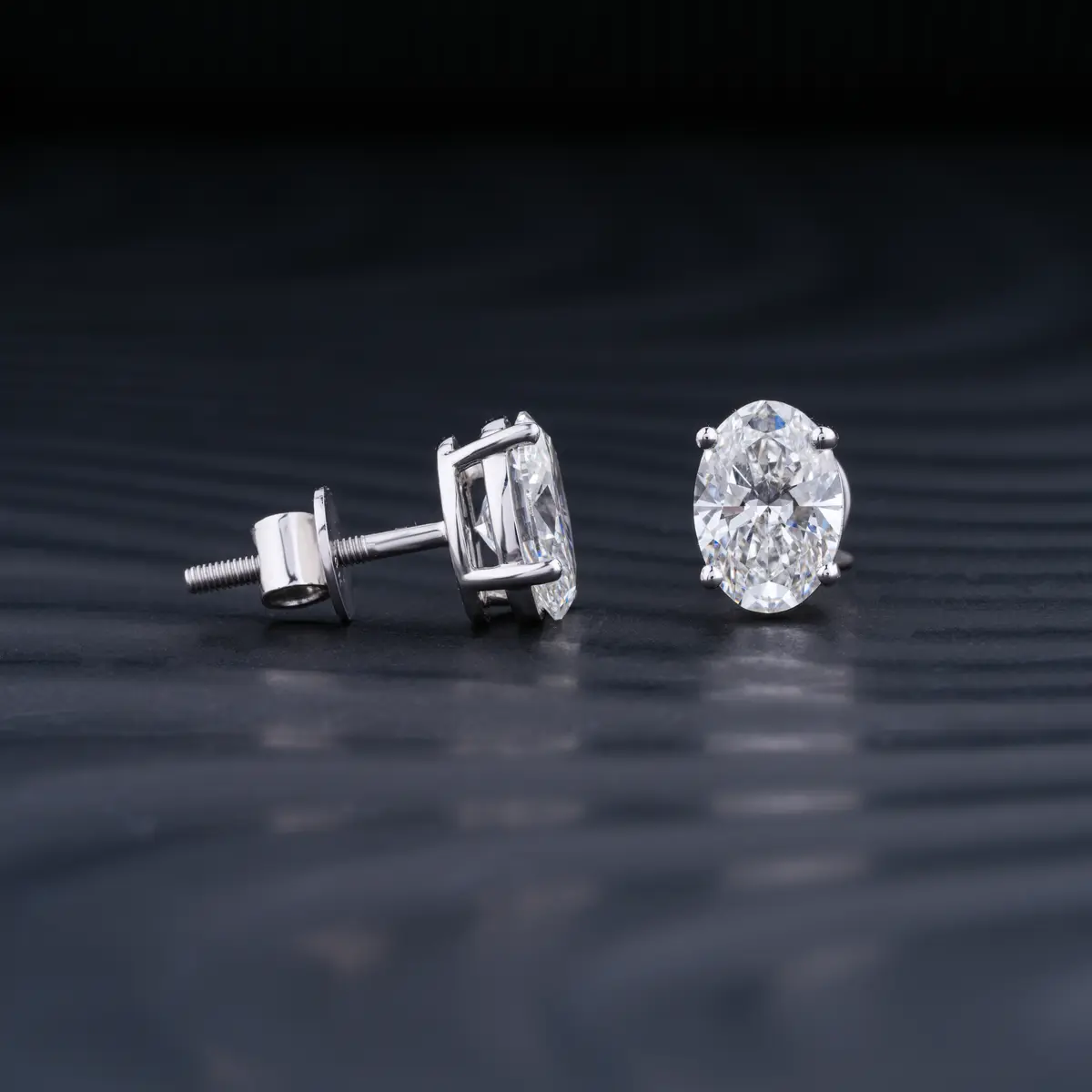Oval Diamond Solitaire Earrings | Oval Lab Grown Diamond Earings | Oval Stud Earrings | Earthly Jewels
