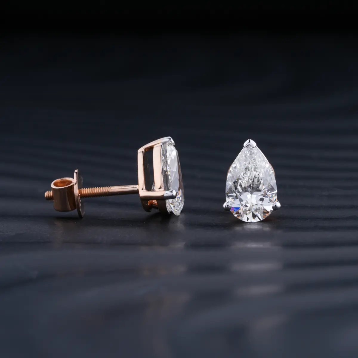 2 Carat Pear Shaped Diamond Earrings | Pear Shaped Lab Grown Diamond Stud Earrings | Pear Shaped Diamond Earrings | Earthly Jewels