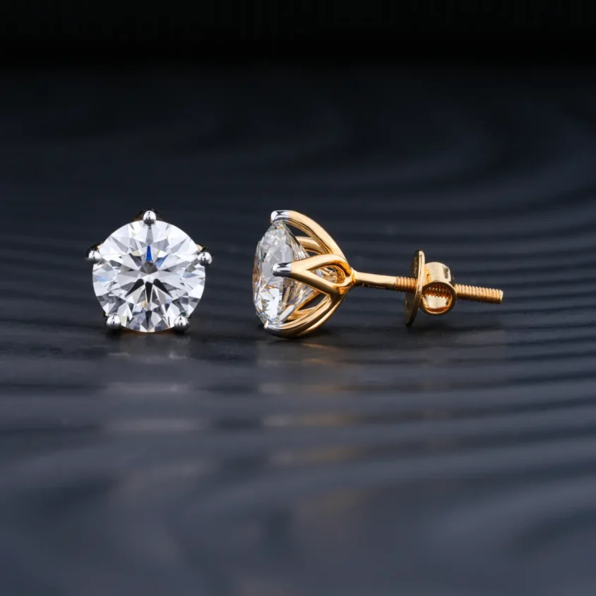 4ct Round Diamond Studs | Lab Grown Diamond Solitaire Earrings | Round Diamond Earrings | Earthly Jewels