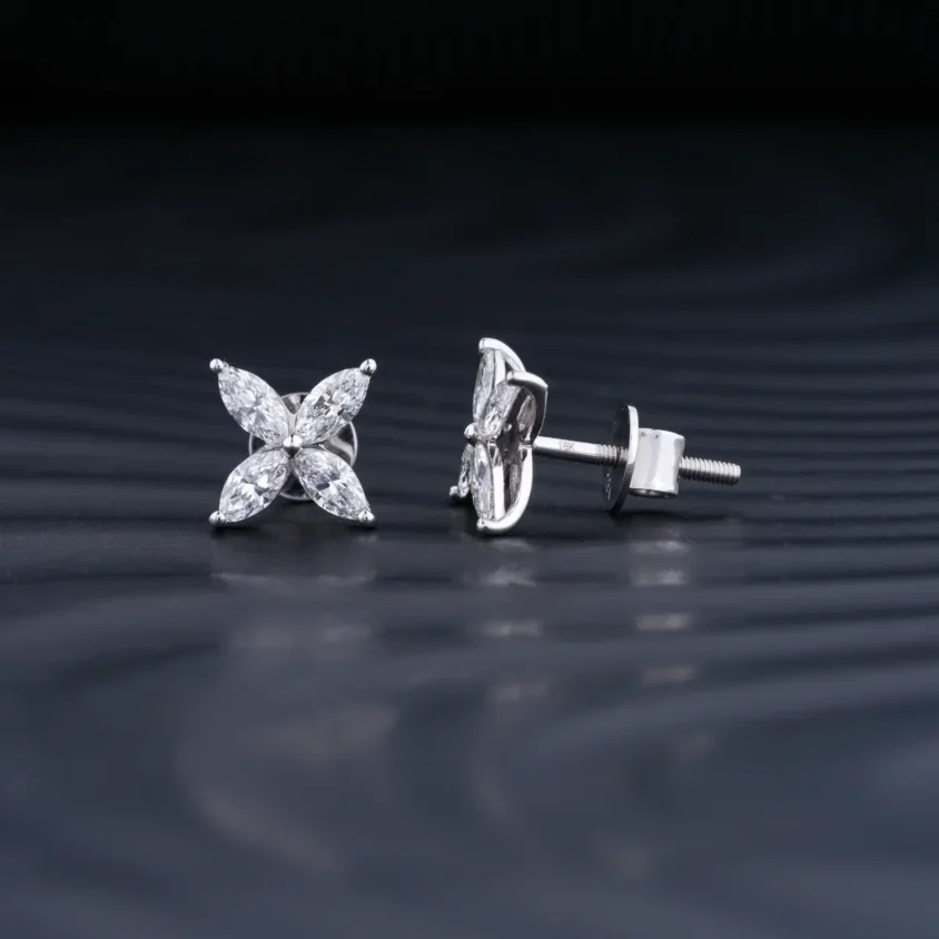 4 Marquise Diamond Earings | Marquise Stud Earrings | Marquise Cut Diamond Earrings | Earthly Jewels