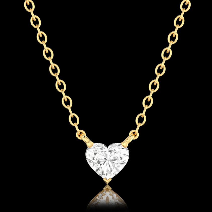 Heart Shaped Solitaire Necklace | Heart Diamond Solitaire Necklace | Heart Shaped Diamond Solitaire Necklace | Earthlty Jewels