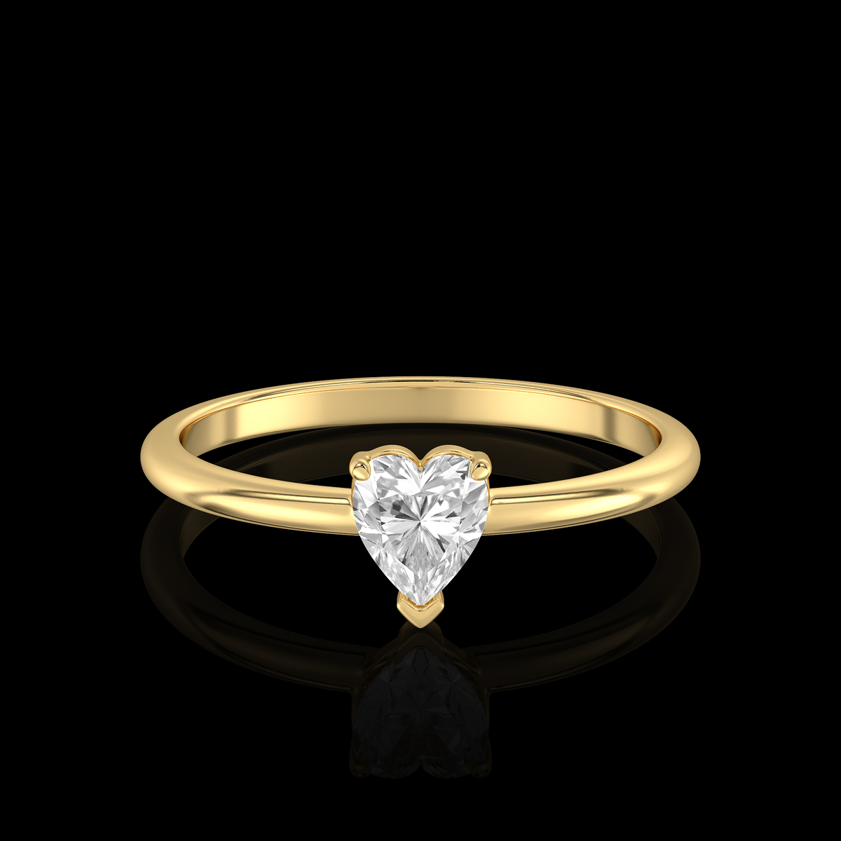 1 Carat Heart Shape Diamond Thin Classic Solitaire Engagement Ring In White  Gold | eBay