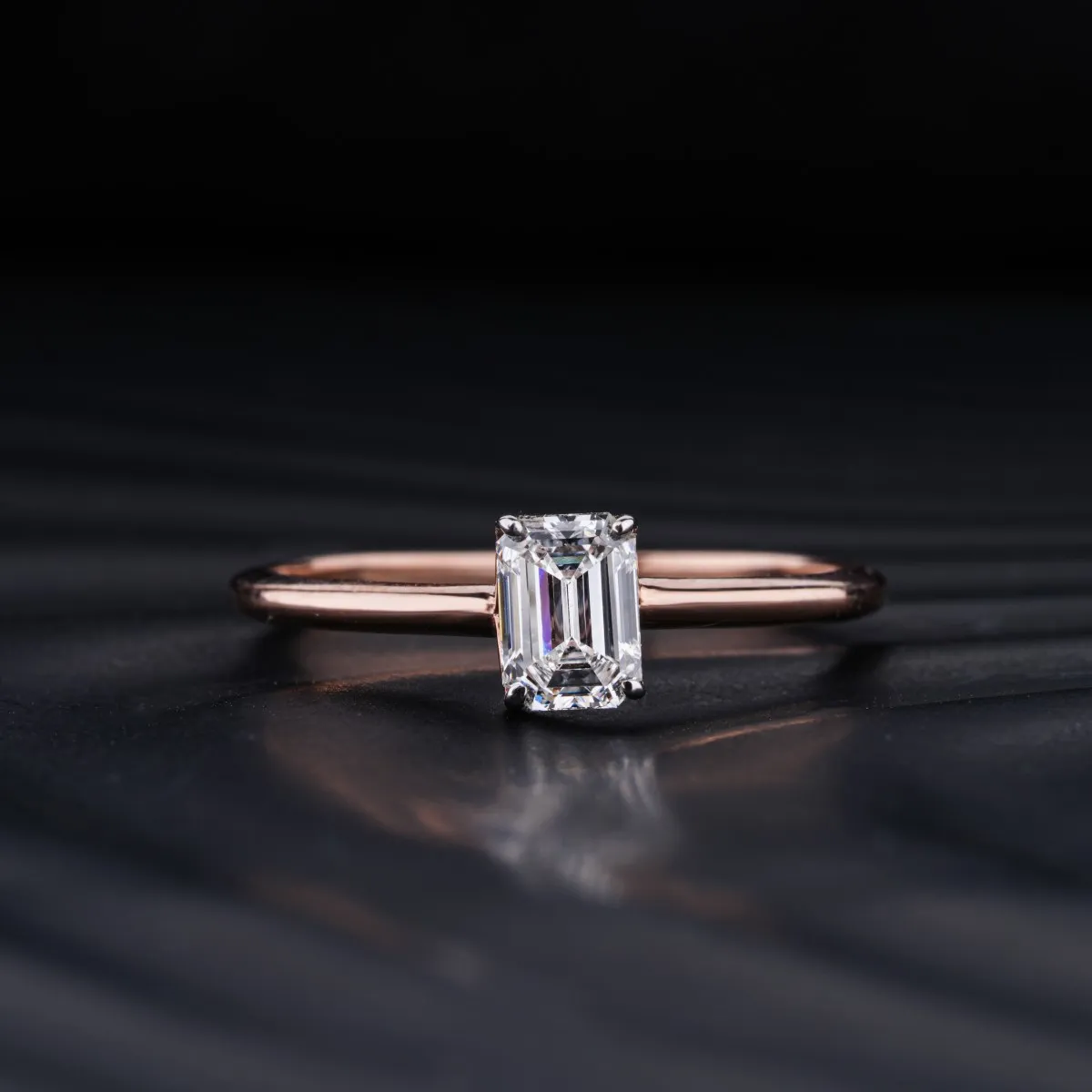 0.5Ct Emerald Cut Solitaire Ring | Emerald Solitaire Engagement Ring | Emerald Diamond Solitaire Ring | Earthly Jewels