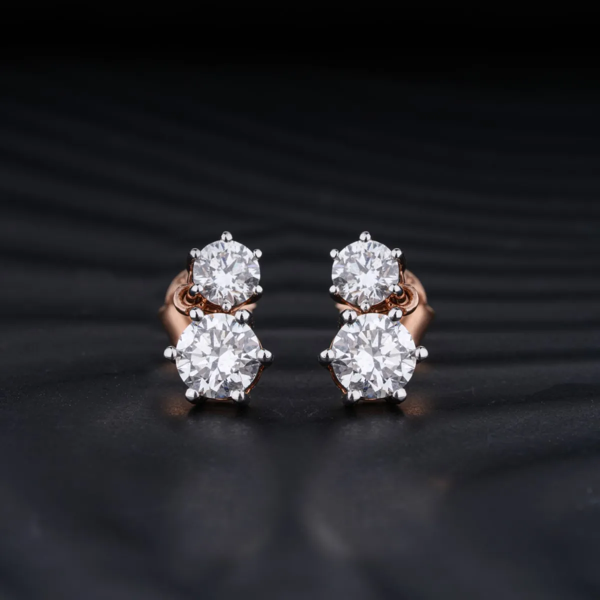 Double Stone Earrings | Two Stone Diamond Earrings | Diamond Duo Stud Earrings | Earthly Jewels