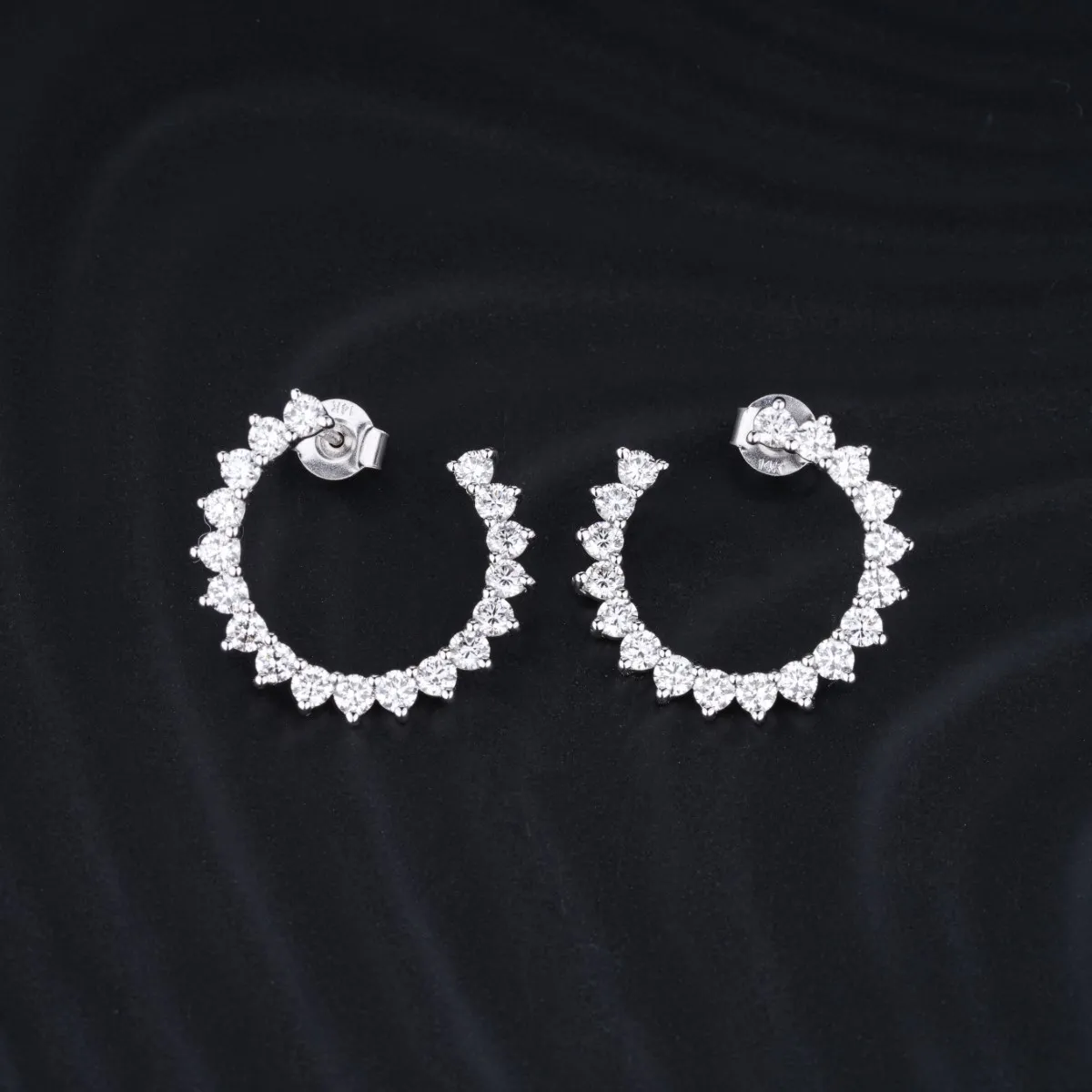 C Shape Diamond Stud Earrings | Round C Shaped Diamond Hoop Earrings | C Shape Diamond Earrings | Earthly Jewels